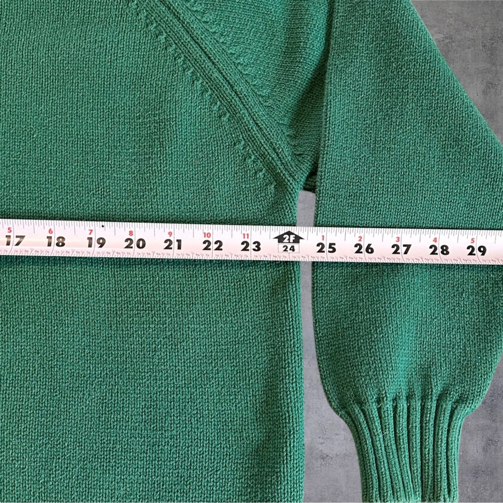 Vintage Lands End Green Cotton Sweater Womens XL Made in USA Raglan Crewneck - Picture 5 of 9